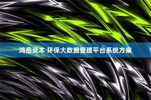 鸿岳资本 环保大数据管理平台系统方案