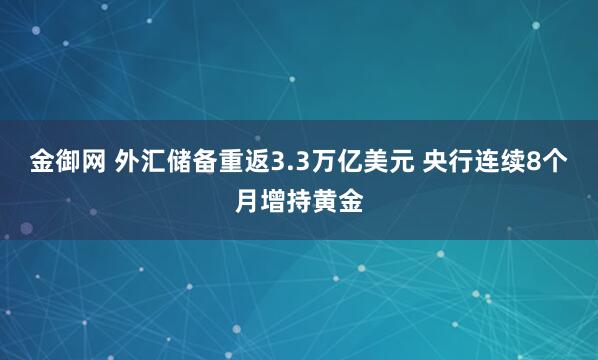 金御网 外汇储备重返3.3万亿美元 央行连续8个月增持黄金