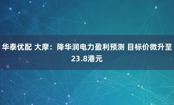华泰优配 大摩：降华润电力盈利预测 目标价微升至23.8港元