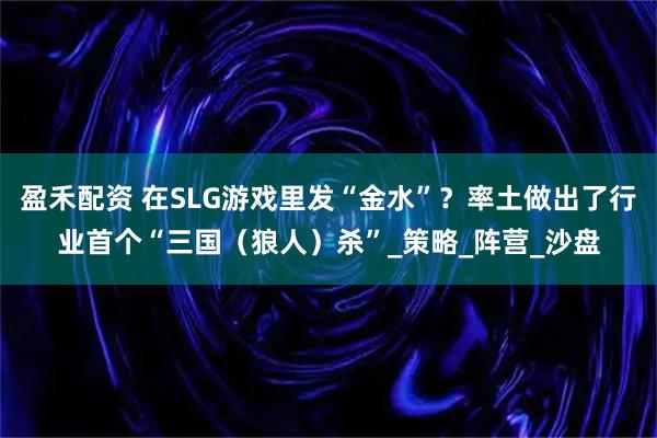 盈禾配资 在SLG游戏里发“金水”？率土做出了行业首个“三国（狼人）杀”_策略_阵营_沙盘