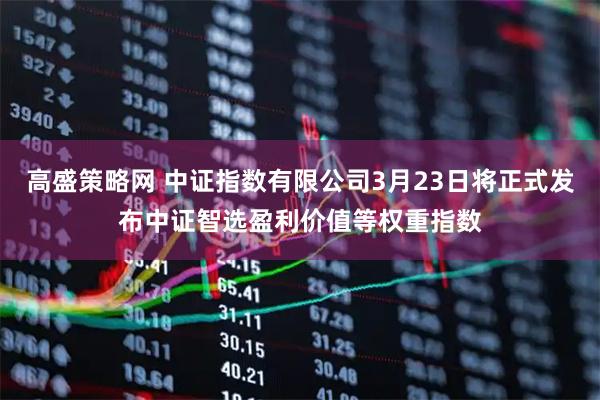 高盛策略网 中证指数有限公司3月23日将正式发布中证智选盈利价值等权重指数